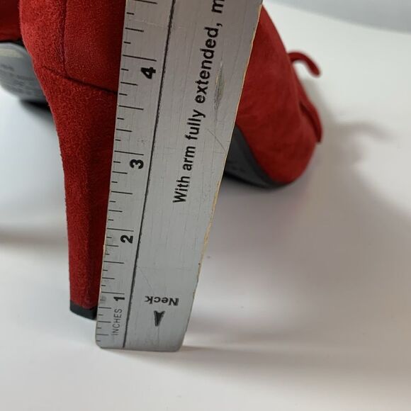 Creazione Taccetti Italian Red Suede Bow Detail Pointed Toe Heels Size 38.5/8US - Picture 13 of 15